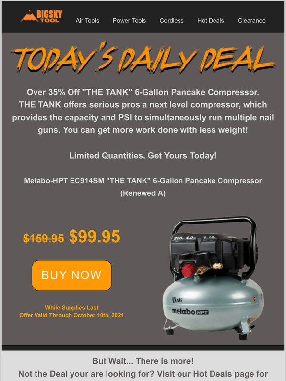 THE TANK Air Compressor for $99.95