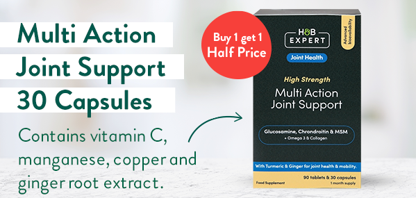 Multi Action Joint Support 30 Capsules        Contains vitamin C, manganese, copper and ginger root extract.