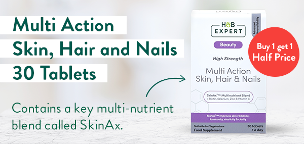 Multi Action Skin, Hair and Nails 30 Tablets       Contains a key multi-nutrient blend called SkinAx.