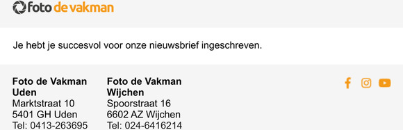 Abonneren op nieuwsbrief gelukt