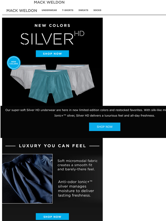 Mack Weldon Our softest boxers in new colors. Milled