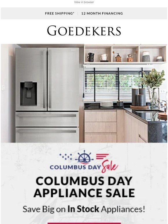 Columbus Day Deals on In Stock Appliances!