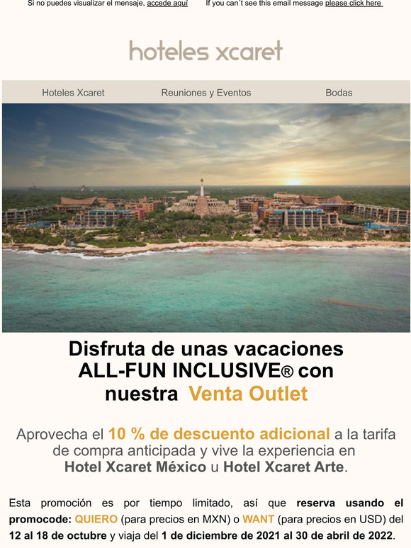 Lleg la Venta Outlet a Hoteles Xcaret