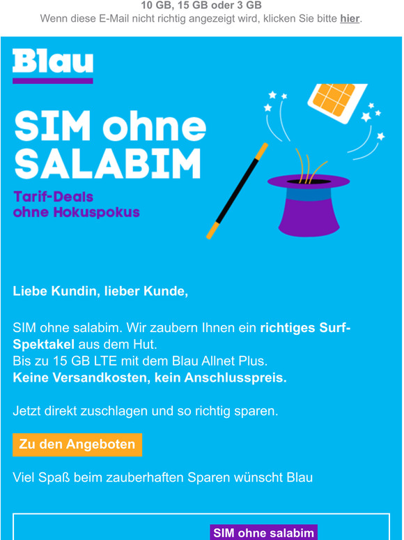 Bei Blau zauberhafte Tarif-Deals abstauben