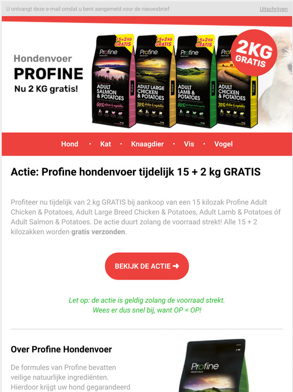 ACTIE: Profine hondenvoer tijdelijk 15 + 2 kg gratis!