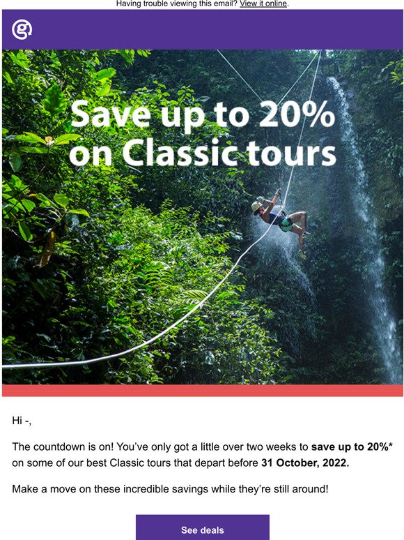 Two-ish weeks left to save on Classic tours