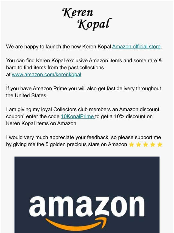New Keren Kopal Amazon store - coupon inside