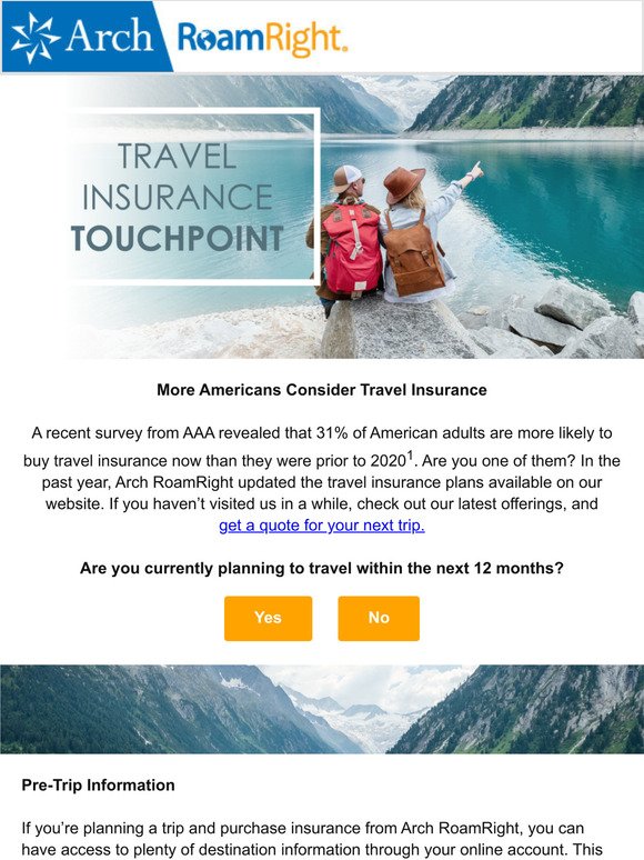 Arch RoamRight Newsletter: Introducing the Travel Insurance Touchpoint