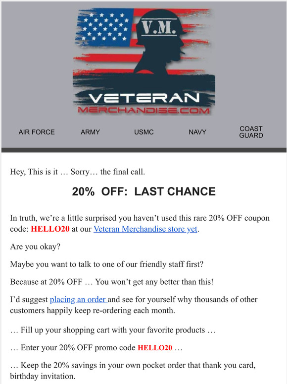 [FINAL NOTICE] 20% OFF ends today...