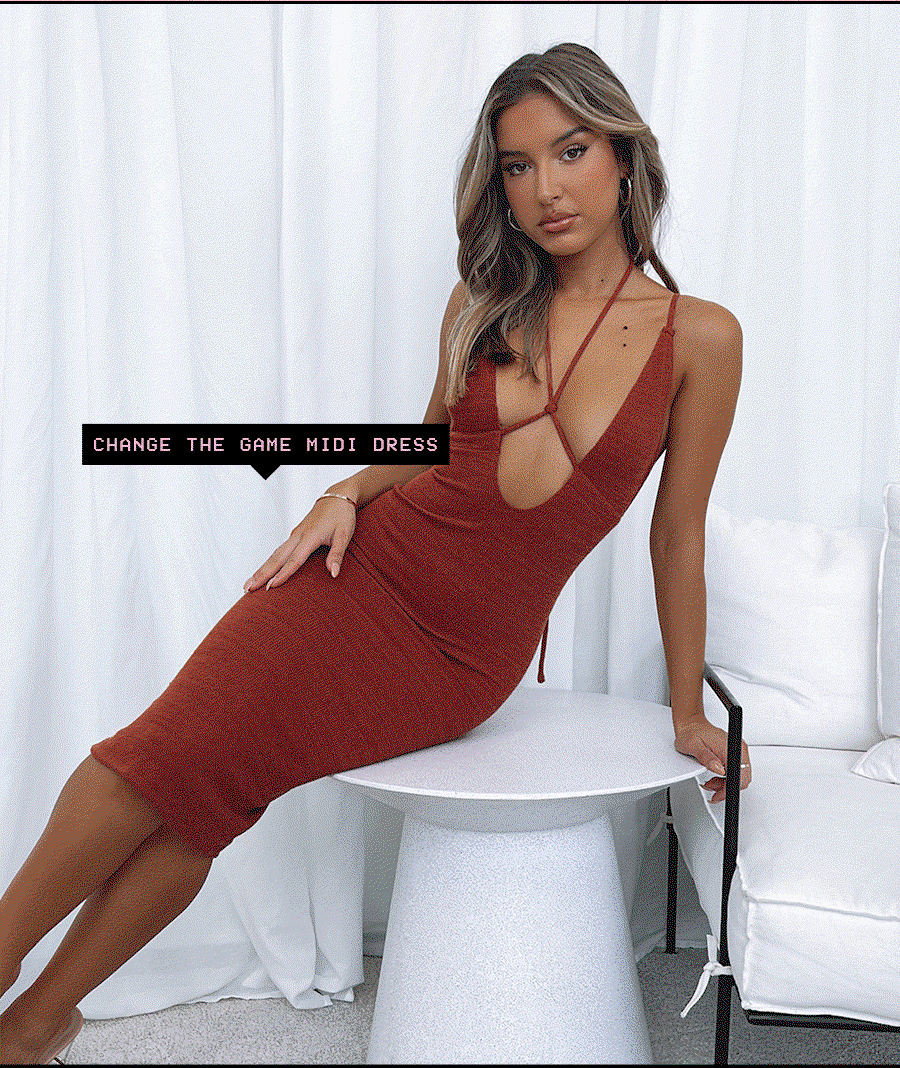 Change The Game Midi Dress Rust
