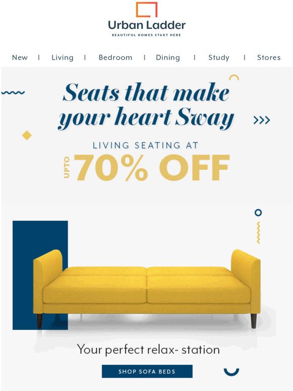 CELEBRATE with upto 70% off on Living Seating!