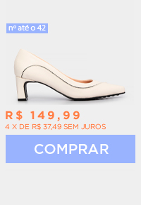 Scarpin Off White Com Detalhe Salto Baixo