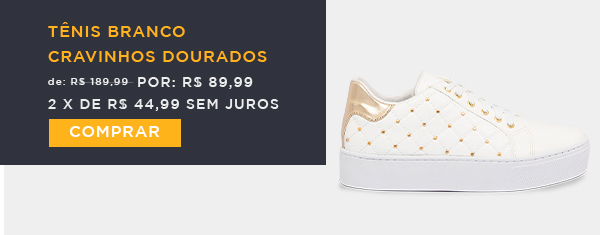 Tênis Branco Cravinhos Dourados