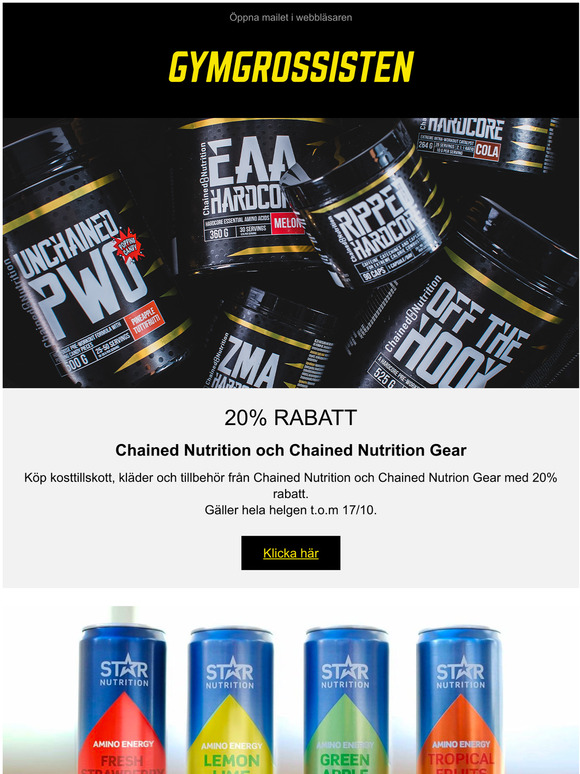Upp till 40% p ett flak Amino Energy BCAA-dryck
