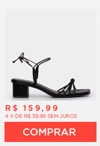 Sandália Preta em Tiras Espiral e Salto Bloco