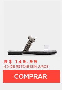 Chinelo Preto Strass Vinil