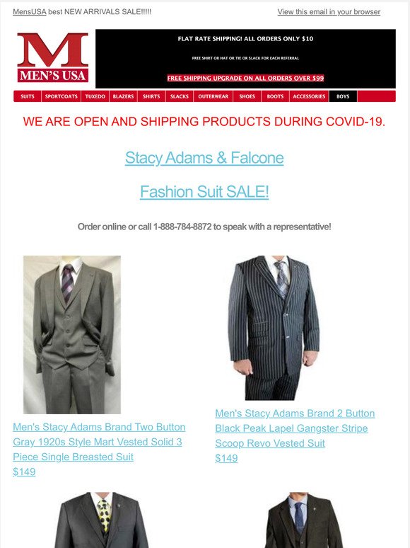 Men's USA: New Stacy Adams & Falcone Suits on SALE