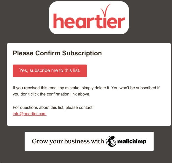 Heartier: Please Confirm Subscription