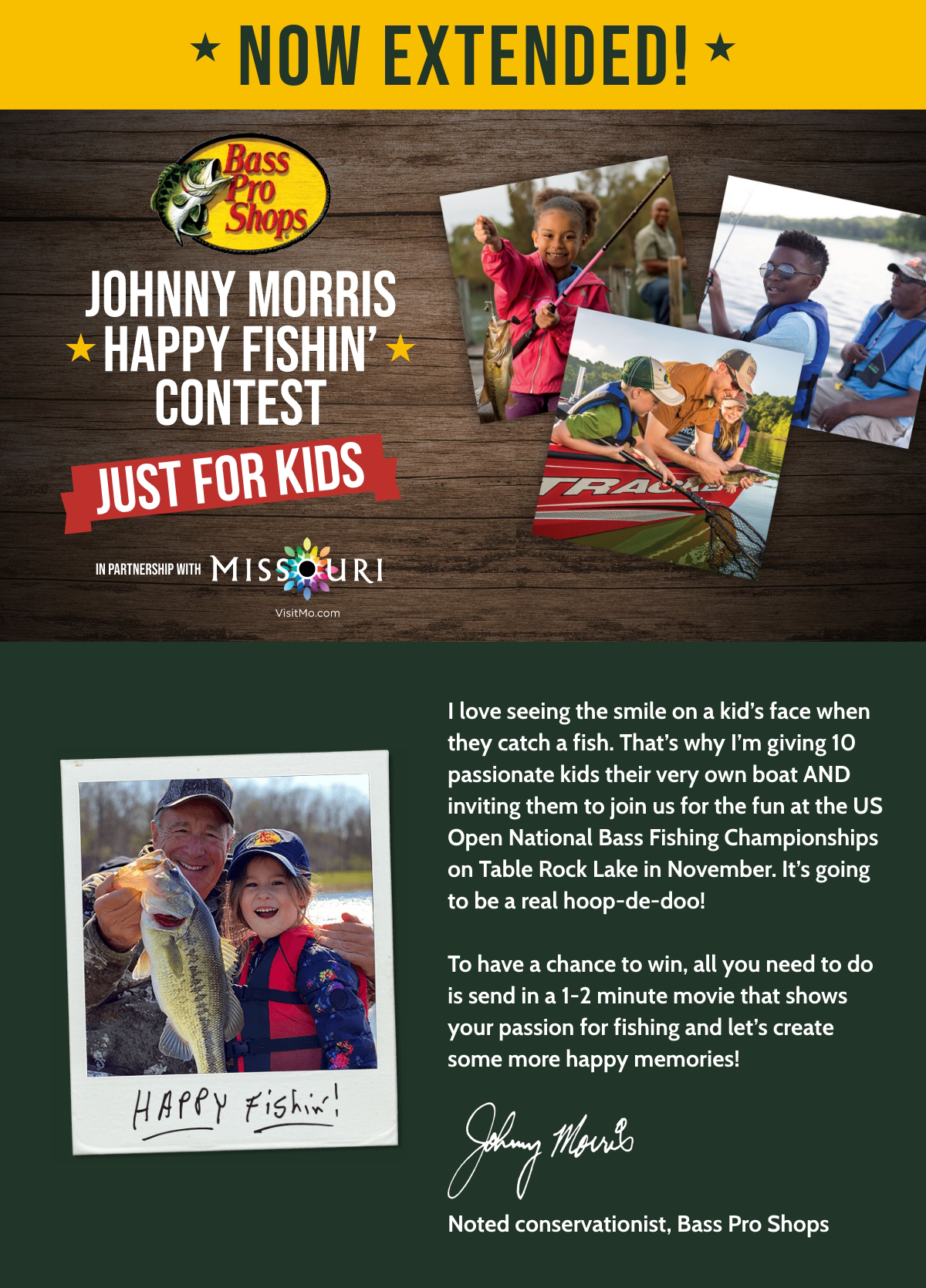 Bass Pro Shops: Johnny Morris Happy Fishin' Contest Extended