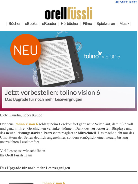 NEU: tolino vision 6  der Schnellste seiner Art