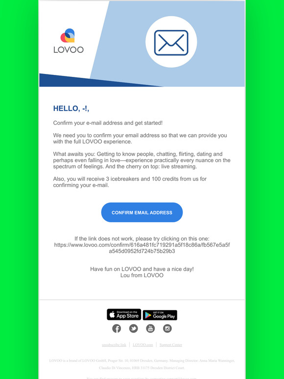 Lovoo Please Confirm Your Email On Lovoo Milled