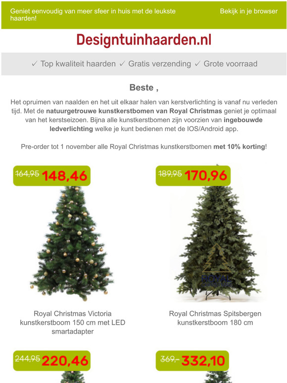 SALE | Ontvang nu 10% korting op alle kunstkerstbomen 