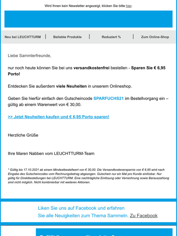 Nur noch heute:  6,95 Porto sparen!*
