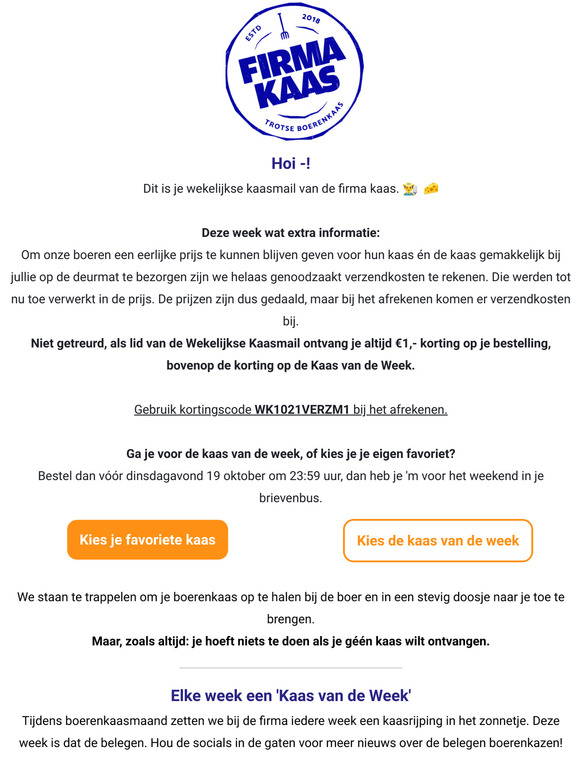 Belangrijke reminder over de Wekelijkse Kaasmail: nieuwe voordelen