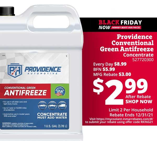 BLACK FRIDAY NOW: Providence Automotive Conventional Green Antifreeze/Coolant Concentrate 1-Gallon