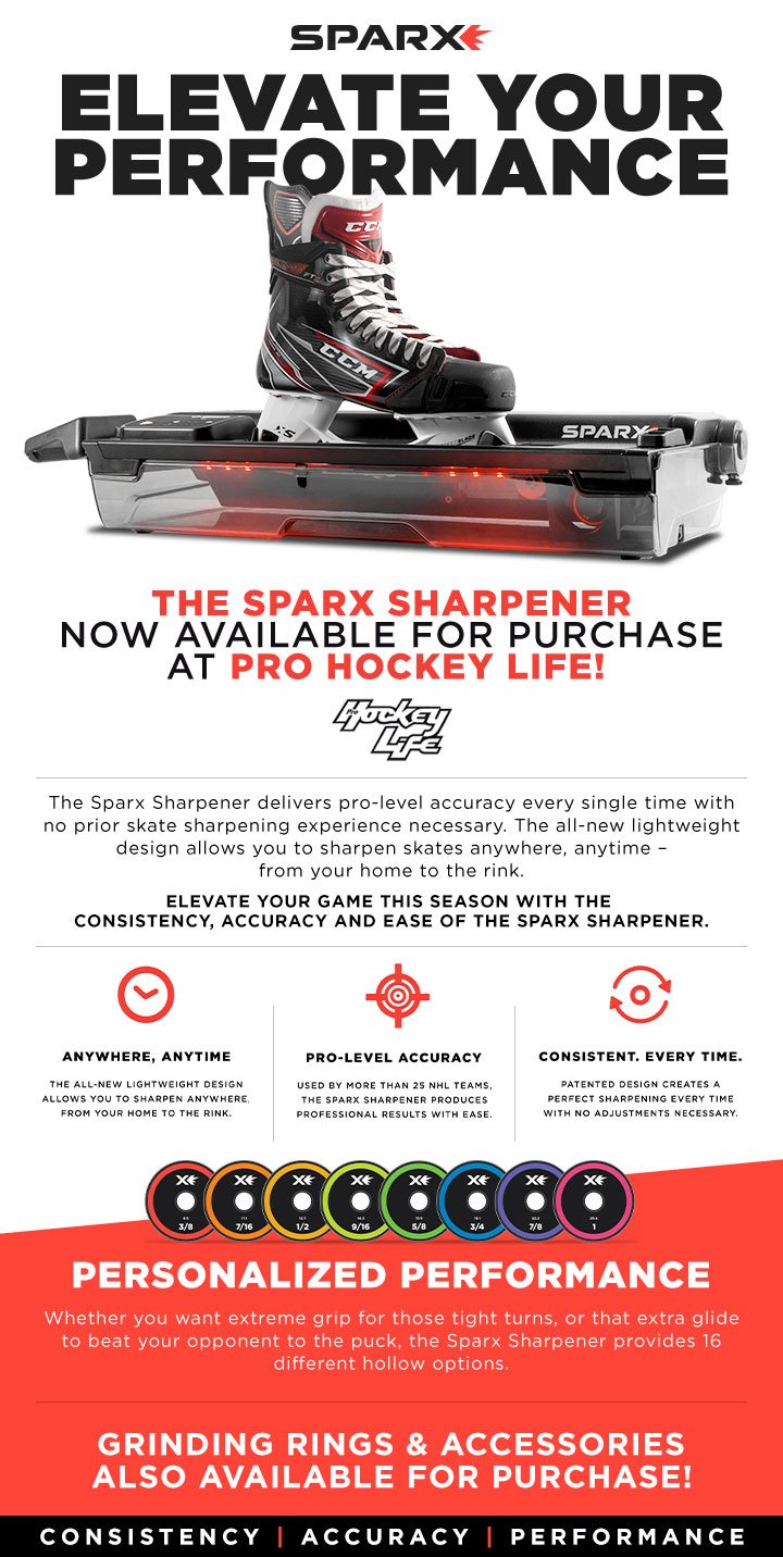 Sparx Hockey - Every hockey family needs to add a Sparx Sharpener to their  home. With its clean, low-profile build it'll fit right in anywhere you  want it.