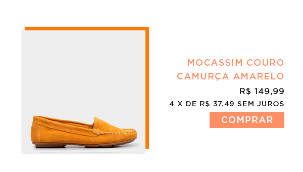 Mocassim Couro Camurça Amarelo