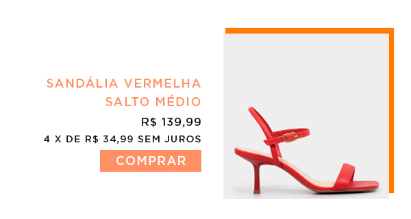 Sandália Vermelha Salto Médio