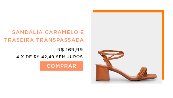 Sandália Caramelo e Salto Bloco Traseira Transpassada