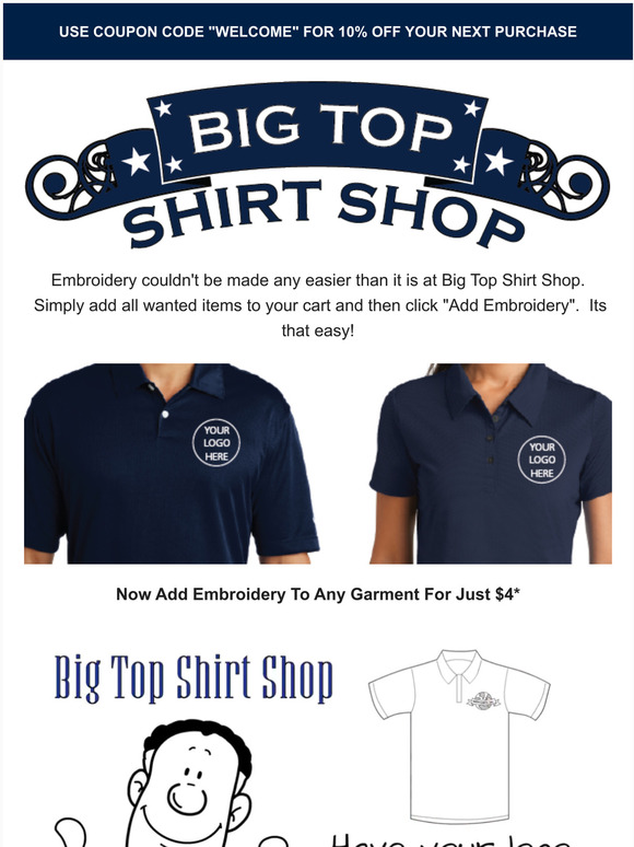 big top shirt shop address
