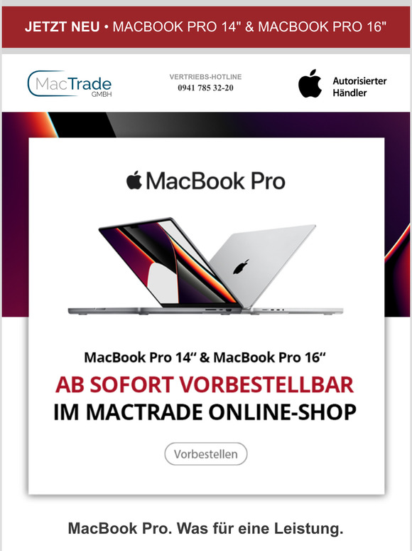 Jetzt neu  MacBook Pro 14" / 16"  Ab sofort vorbestellbar