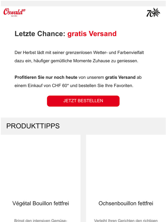 Letzte Chance: gratis Versand!