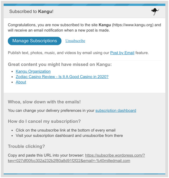 [Subscribe] Confirmed subscription to posts on Kangu