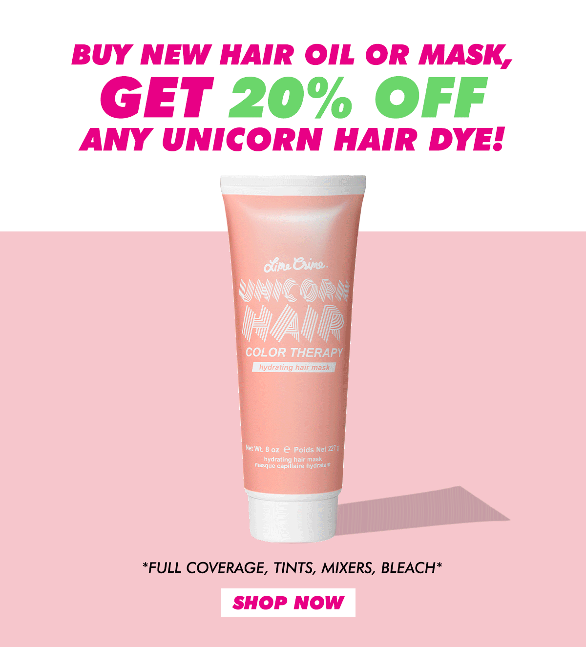 Lime Crime NEW Unicorn Hair Color Therapy Transform Your Hair Milled