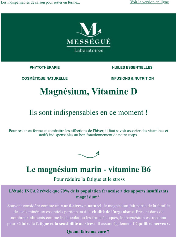 Vitamine D et magnsium : c'est le moment de faire une cure !