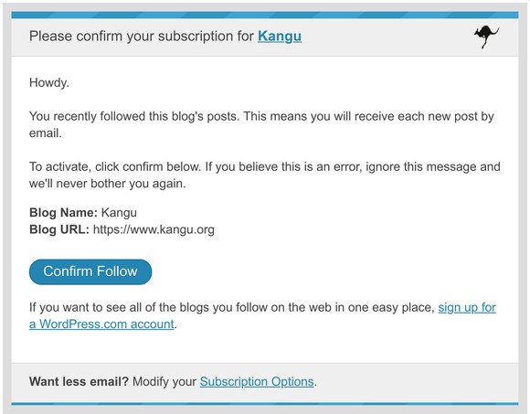 Confirm your subscription for Kangu
