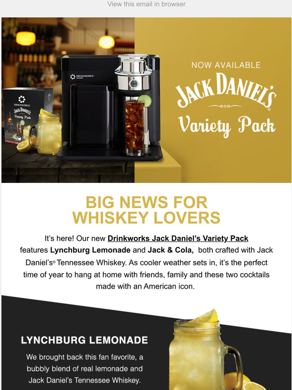 Drinkworks NOW AVAILABLE Jack Daniels Variety Pack! Milled