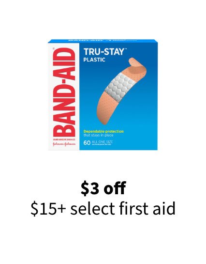 $3 off $15+ select first aid
