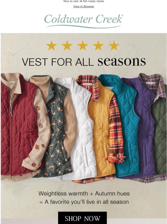 Coldwater Creek Top Investment for EVERY Fall Outing Milled