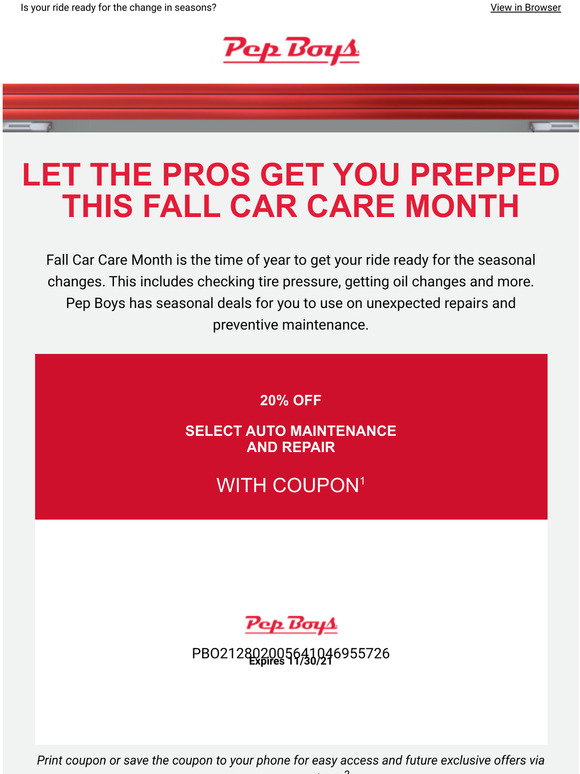 Pep Boys: Your service coupons are inside | Milled