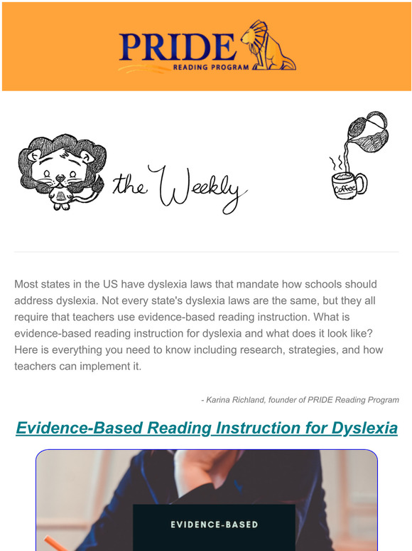 Pride reading program evidence based reading instruction for dyslexia 