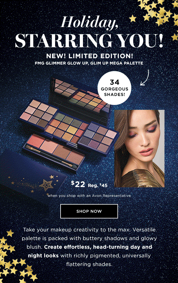 Avon: Glitz & Glam Makeup For The Holidays | Milled Avon Fmg Glitz & Glamour Glimmer Glow Up Mega Palette Set main image 0
