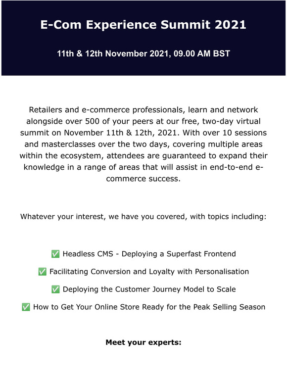 Your Invite: The E-Com Experience Summit
