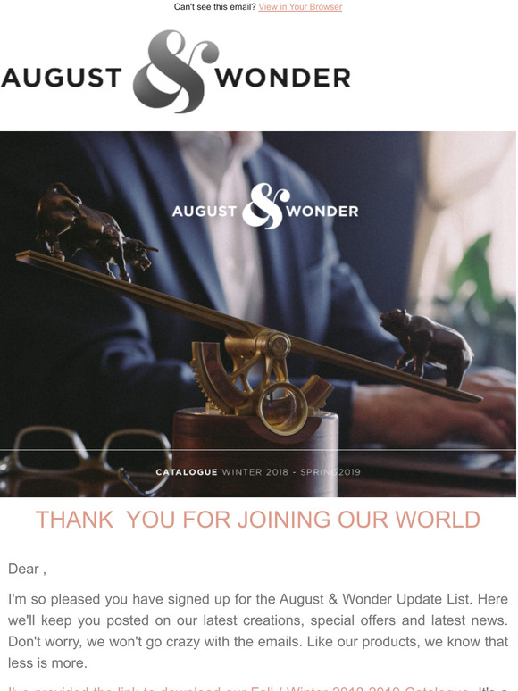 Welcome to The August & Wonder Update List