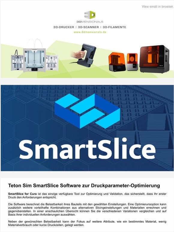 Wir empfehlen: Teton Sim SmartSlice Software zur Druckparameter-Optimierung