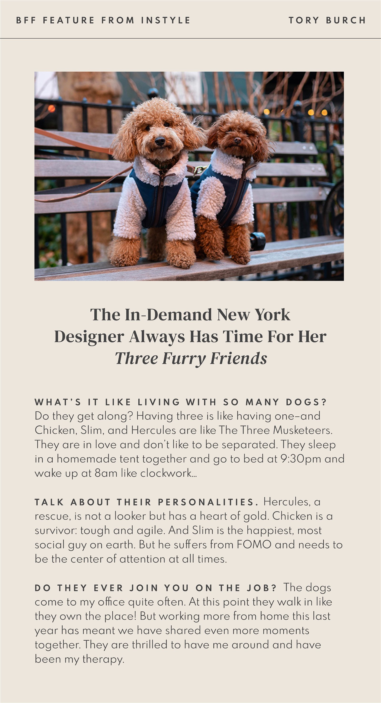 This Dog's Life: Tory Burch Can't Get Enough of Our Coats | Milled